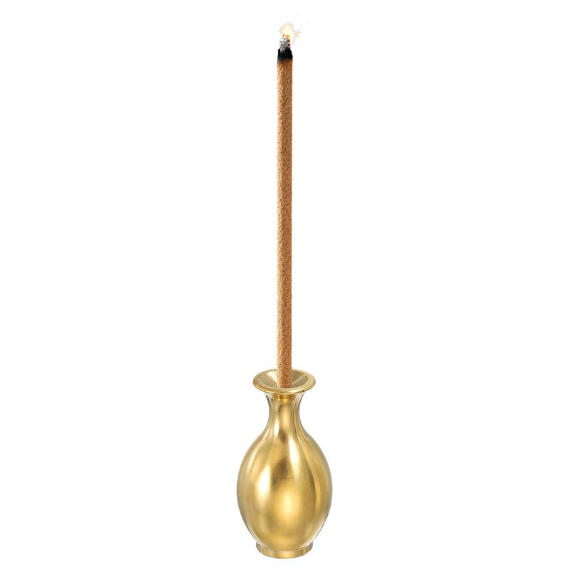 0.9 inch incense holder, 5 gold brass vase design
