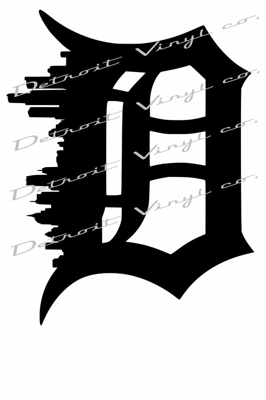 Detroit D Skyline Decal Sticker 6″x6″