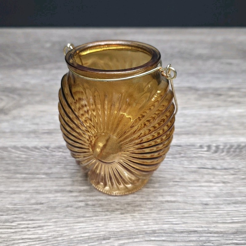 Amber Lantern Style Small Vase – Great For Any Occasion – 4.5″