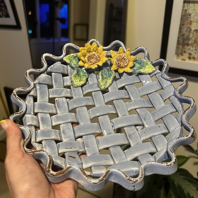 Ceramic Sunflower Basket Weave Plate – Decorative Wall Art or Serving Tray gallery