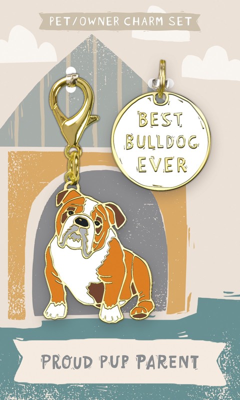 Primitives by Kathy Pet Owner Keychain Charm Set, Best Bulldog Ever