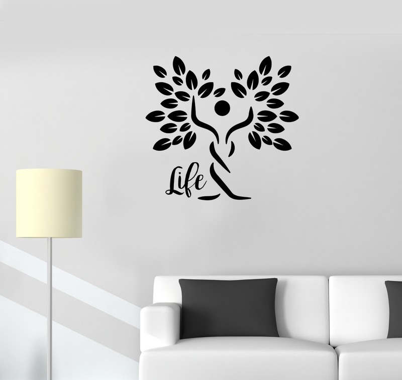 Wall Decal Life Nature Man Silhouette Tree Symbol Vinyl Sticker (ed1147)