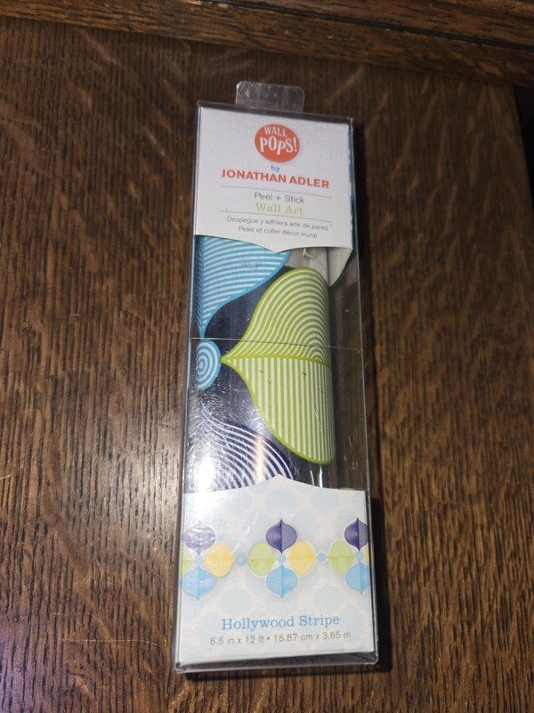NEW/Sealed Rare Wall Pops 6.5″ x 12′ by Jonathan Adler “Hollywood Stripe”