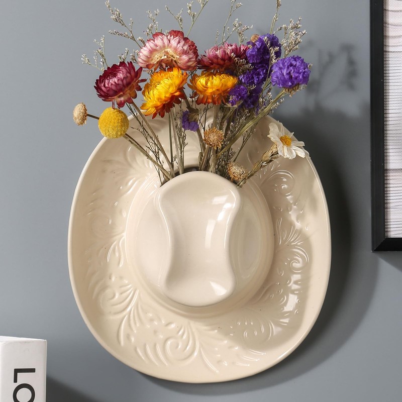 Hanging Wall planters for Indoor Plants, Ceramic Cowboy Wall vases for Flower…