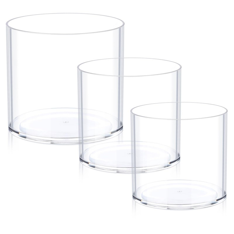 Clear Vase Set of 3 Polycarbonate 6 Inch Wide Mouth Break Resistant Wedding D…