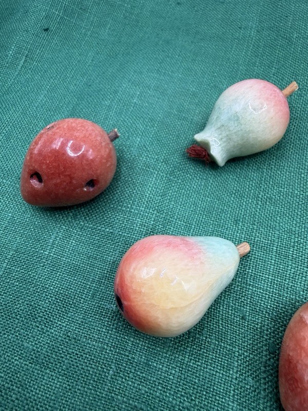 Vintage Mini Alabaster Italian carved marble fruit. One is damaged. gallery