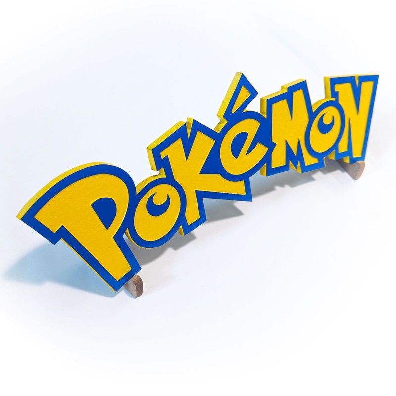 Large Engraved Pokemon Logo Sign Wall Art