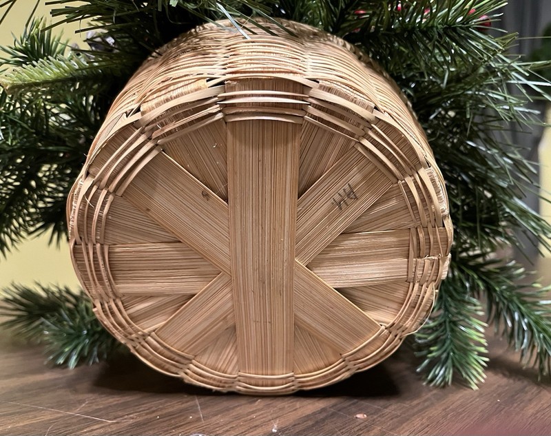 Festive Artificial Christmas Floral Arrangement In Small Round 6” Woven Basket gallery