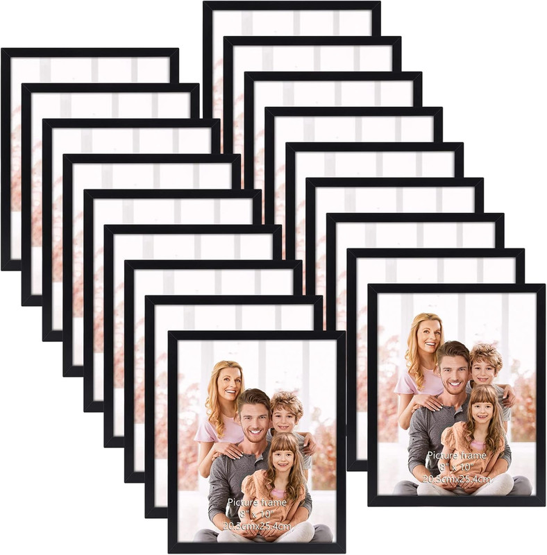 Black 8X10 Picture Frame Set of 18, Multi Photo Frames 8 by 10 Bulk for Wall Han