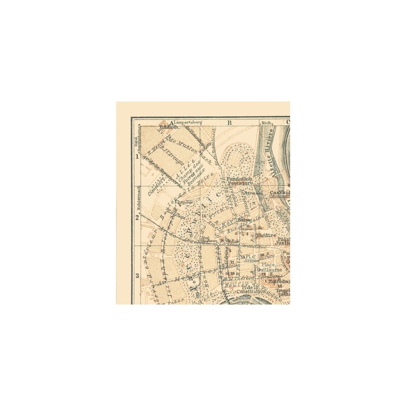 Historic Map - Luxembourg City Luxembourg - Baedeker 1910 - Vintage Wall Art gallery