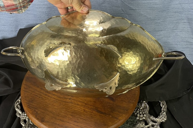Vintage Brass Centerpiece Bowl Handmade Hand hammered Copper Brass Centerpiece gallery
