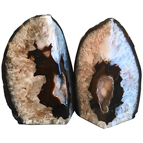 Agate Bookends Black Geode Book Ends Heavy Duty Bookend Holder Decorative wit…