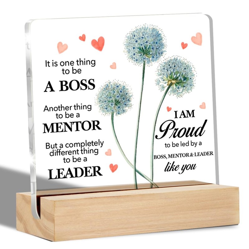 Gifts for Boss Lady Clear Desk Decorative Sign 4 x 4 inches, BOSS