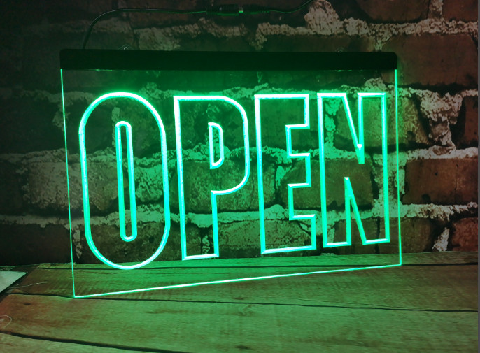 OPEN Display Cafe Business NEW carving signs Bar LED Neon Sign gallery