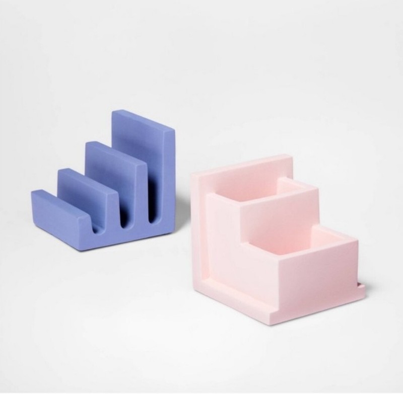 Threshold Funky Concrete Bookends – Light Pink & Light Blue/Purple