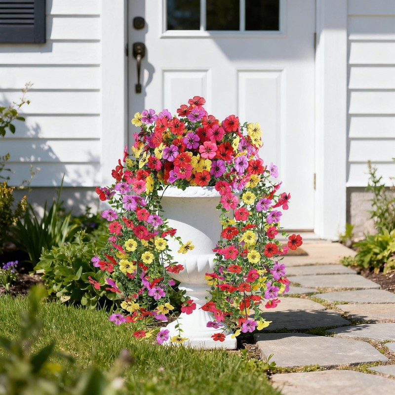 Artificial Flowers for Outdoors, UV Resistant 2 Bundles Fake Silk Flowers for... gallery