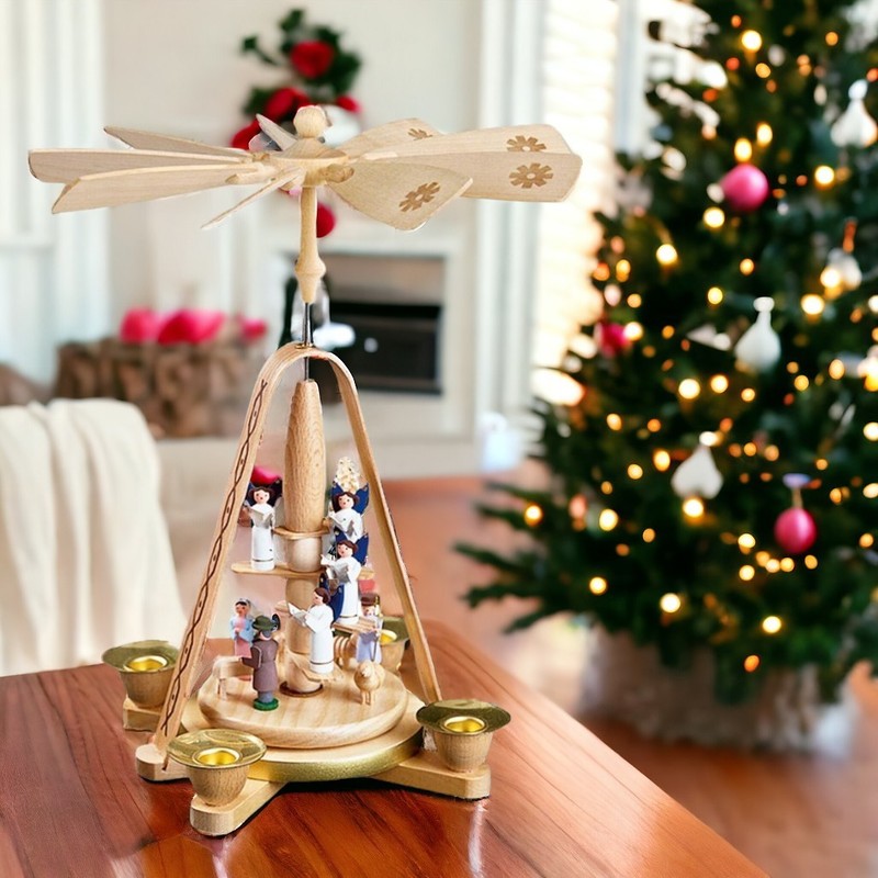 Richard Glaesser Angel Christmas Pyramid | 10.5″ German Candle Carousel gallery