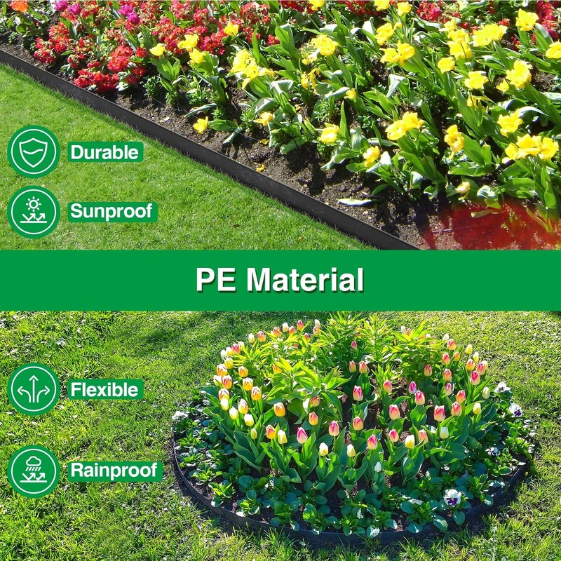 Bonviee 1.5 Inch x 66FT Garden Border Edging Kit with 100 Anchoring Spikes, F... gallery