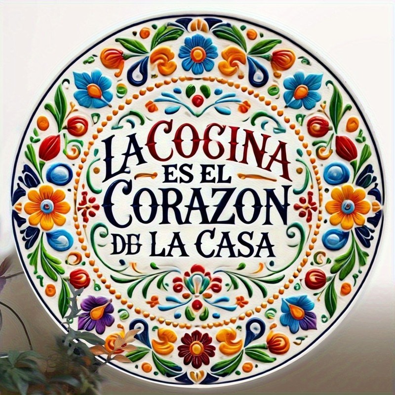 La Cocina Es El Corazon Floral Metal Sign Mexican Talavera Kitchen Decoration gallery