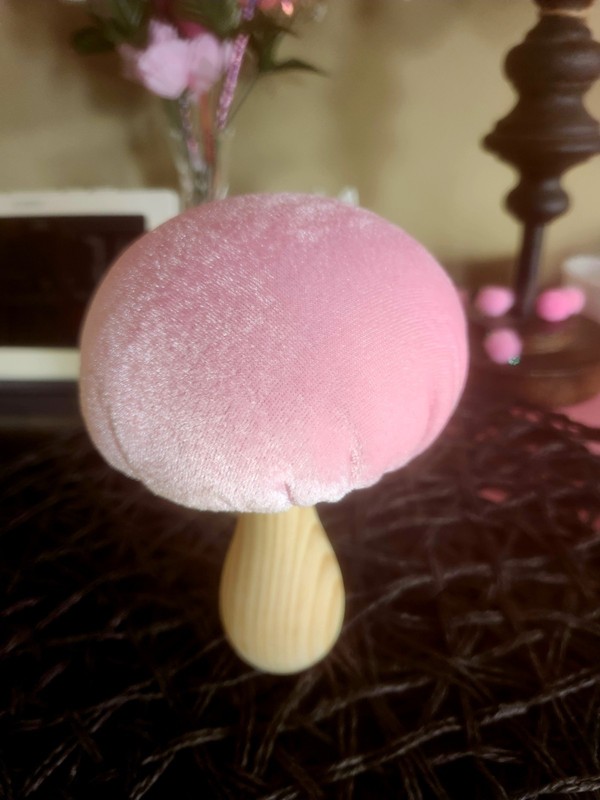 Flora Bunda PINK Valentines 6" Velvet Plush Mushroom Retro Shelf Sitter Decor gallery