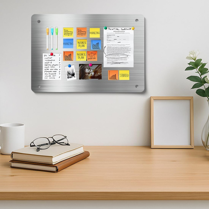 Magnetic Board 12.5" X 8.6" Metal Magnet Bulletin Board for Wall Display Magnets gallery
