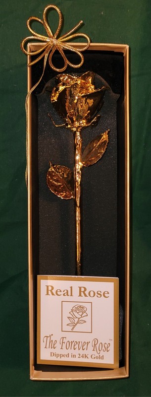 REAL 24K GOLD ROSE, Genuine One Of A Kind Rose Hand Dipped In 24K Gold In Box