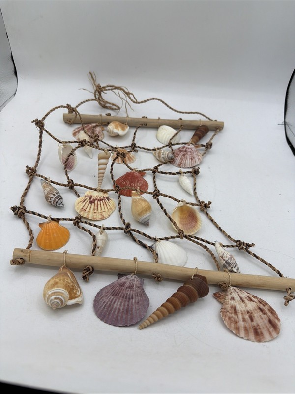 Medium seashell net. Beach home decor. Wall art. Crafts nautical sea shell