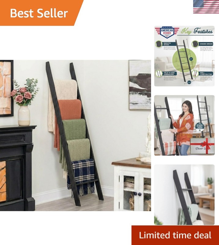 Elegant 6-Tier Blanket Ladder 5ft 8in – Rustic Farmhouse Decor Organizer