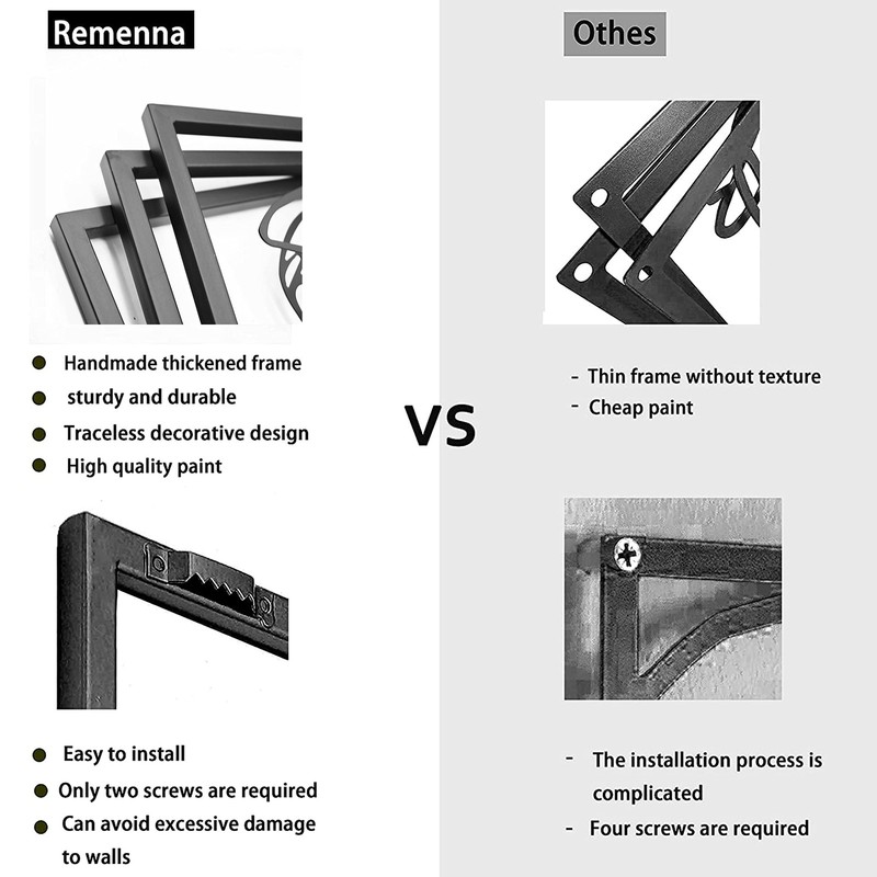 Remenna Metal Wall Decor Abstract Wall Art Black Metal Wall Art Set of 3 with... gallery