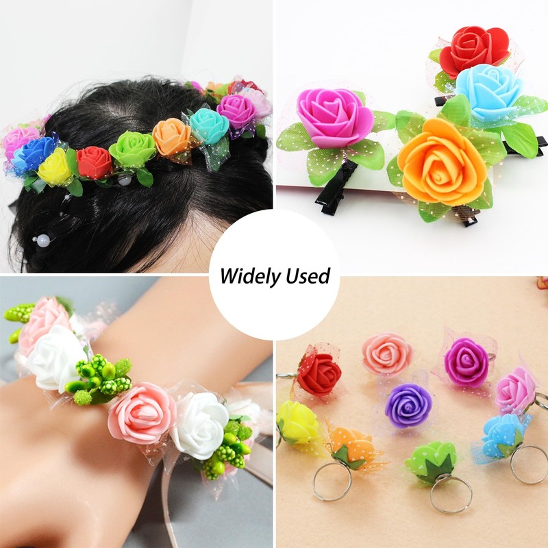 500 Pcs 0.6 Inch Mini Artificial Flowers Head Bulk 5 in 1 Set Faux Foam Fake ... gallery