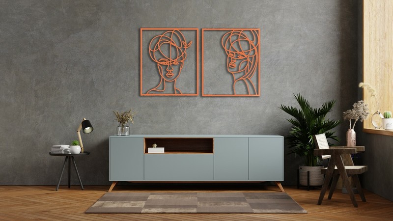 Metal Sexy Line Two Women Decor,Face Wall Art,Family,Tree Passion,Gift,Room,Home gallery
