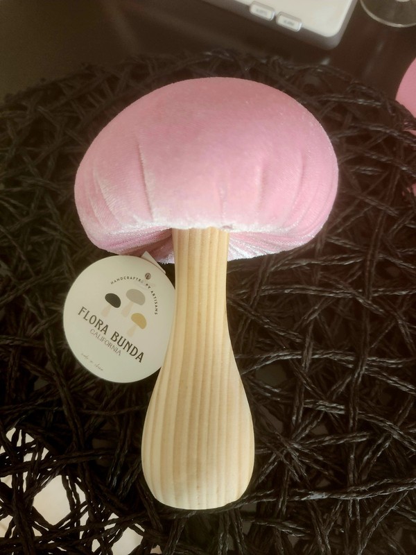 Flora Bunda PINK Valentines 6" Velvet Plush Mushroom Retro Shelf Sitter Decor gallery