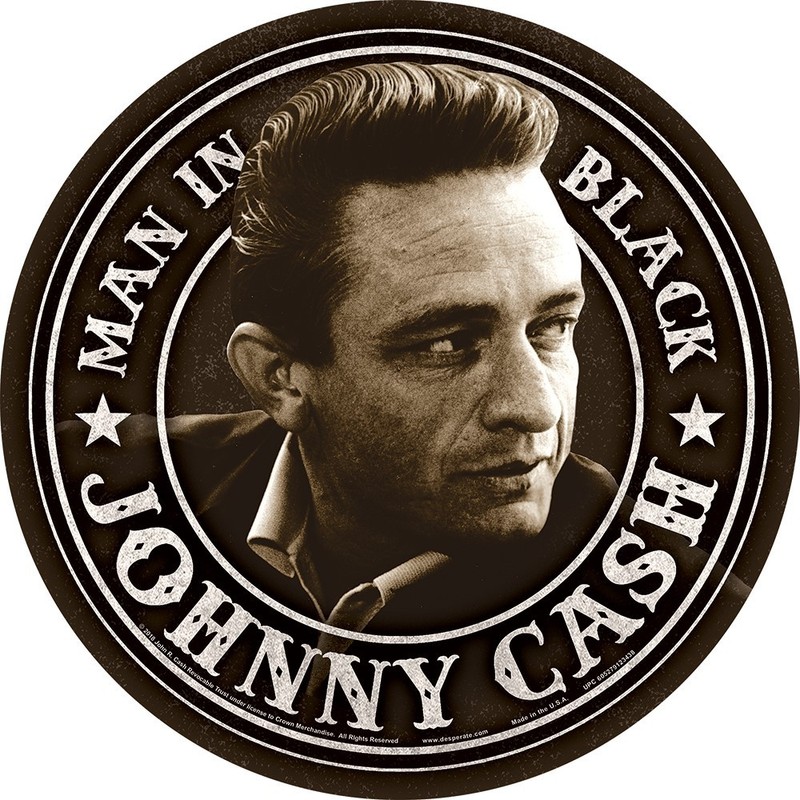 Johnny Cash Tin Sign – 11-3/4″ Dia, Made in USA #DE-2343