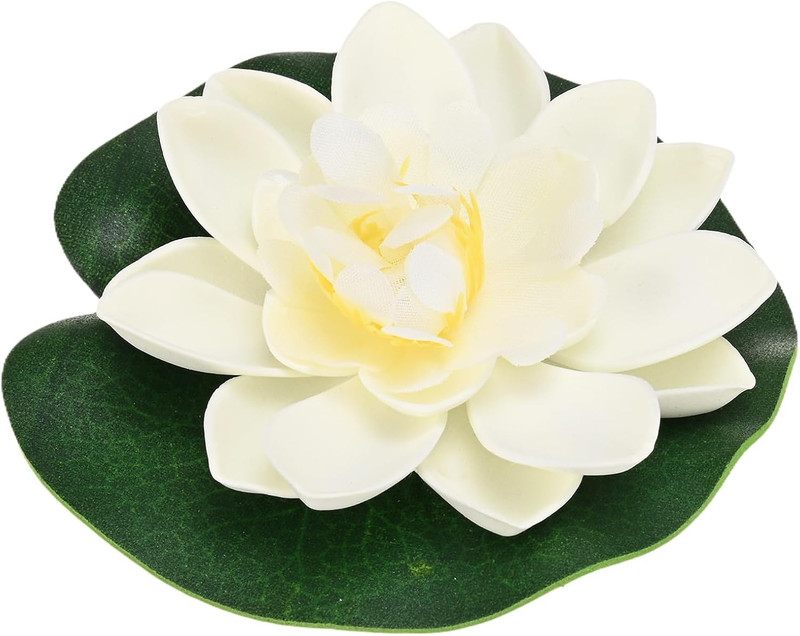 1-Set Artificial Floating Foam Lotus Flower with Water Lily Pad, 4 Inch Fake Lot