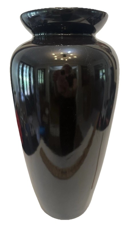 Large 16.25”Solid Black Porcelain Tung Chi Vase VTG NICE!! No Chips