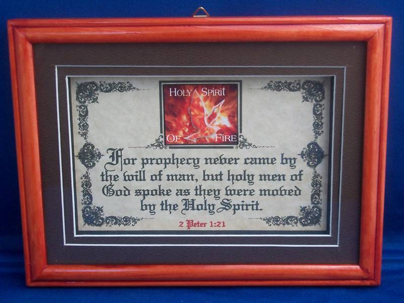 Bible Plaque "PROPHECY NEVER CAME BY MAN..BUT BY HOLY SPIRIT" Christian Gift NEW