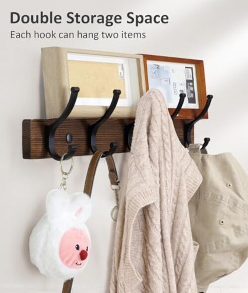 Optish Coat Rack Wall Mount6.5 Inches Wood Coat Hooks, Wall Hooks for 1 Brown gallery