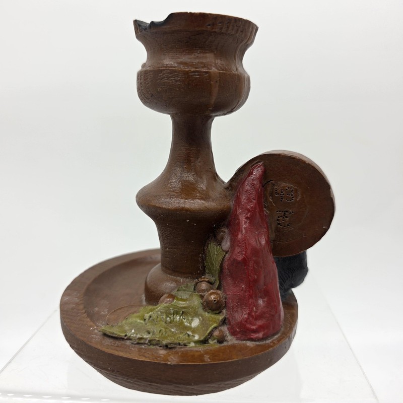 Vintage Tom Clark Gnome Candlestick Holder Brown Rustic Fantasy Decor FLAW gallery