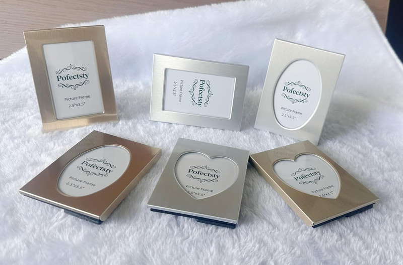 2.5x3.5 Inch Mini Metal Picture Frame Set Set of 3, 2 1/2 x 3 1/2 Matte Brush...