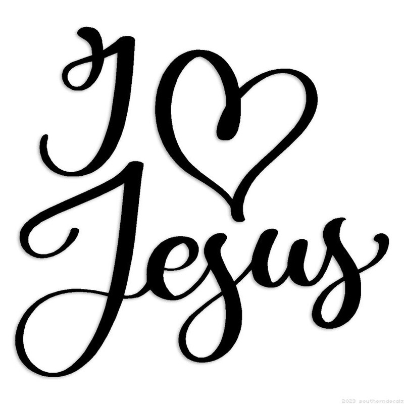 I Love Jesus Heart 2 – Decal Sticker – Multiple Colors & Sizes – ebn6377