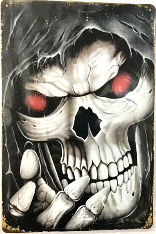 TIN SIGN new 8×12 Grim reaper skull skeleton evil monster Halloween horror (B29)