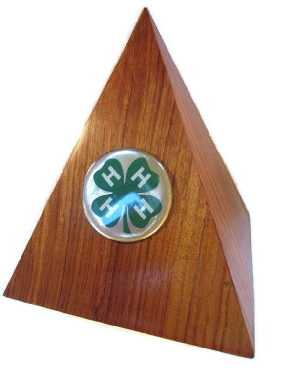 4H 4 H CLUB epoxy logo wood PYRAMID urn 40 cu.in. pet/part ashes