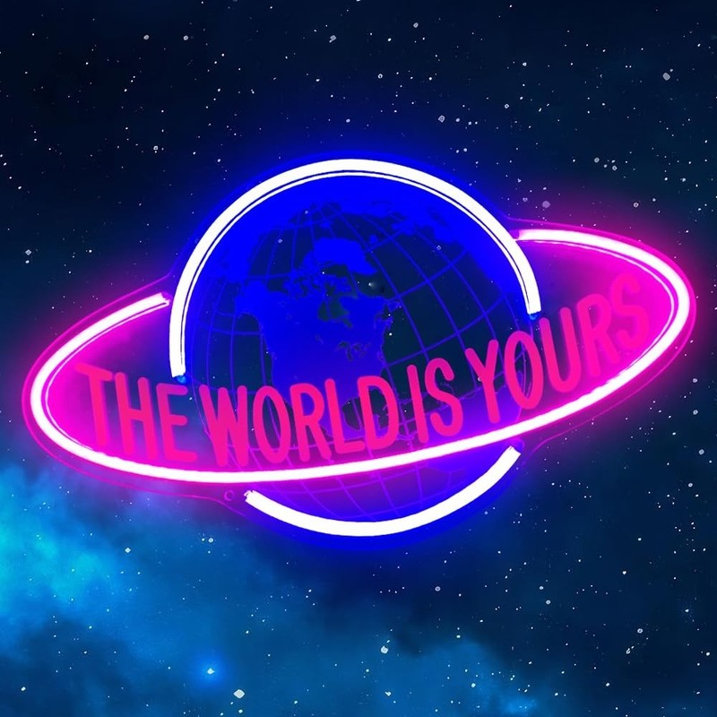 Neon Wall Sign - 'The World Is Yours' LED Light for Bedroom, Game Room, Office D gallery
