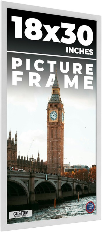 18×30 Frame White Real Wood Picture Frame Width 0.75 inches | Interior Frame Dep