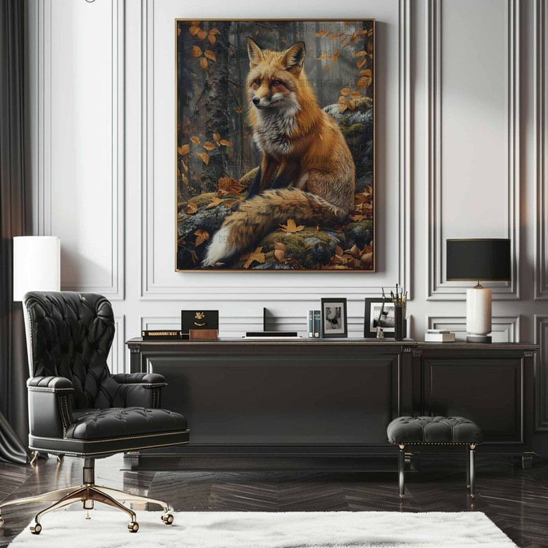 Red Fox Autumn Forest Oil Painting Giclée Print On Canvas, Home Wall Art Decor gallery