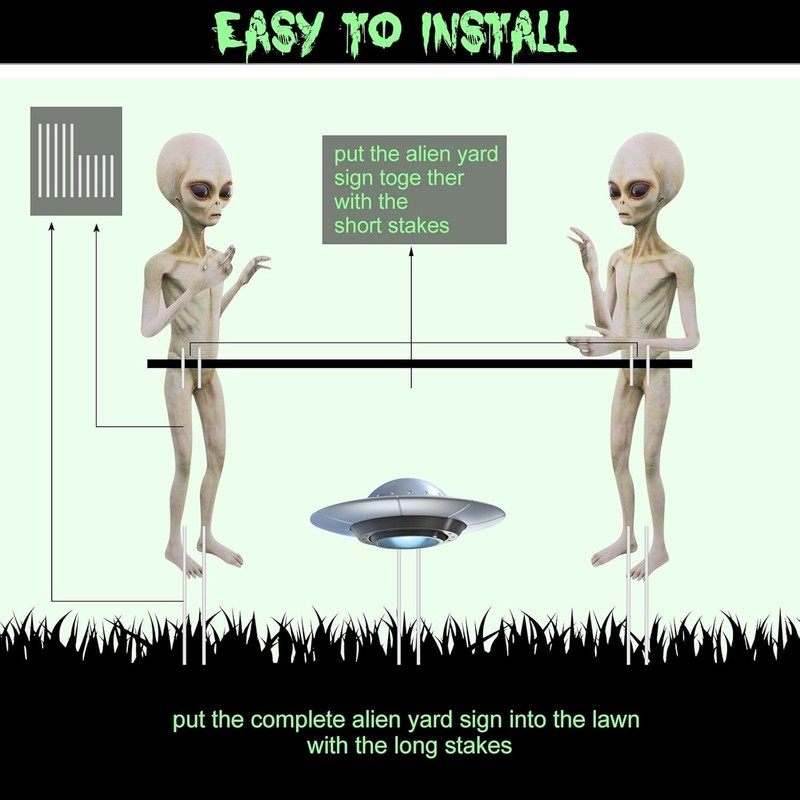 5 Pieces Halloween Yard Sign Full Body Large Alien Outdoor UFO Scary Decorati... gallery