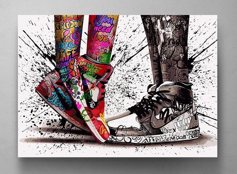 CANVAS PRINT Love In Jordan Shoes Wall Decor Basketball Gifts Framed Artwork