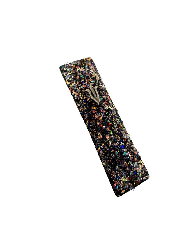 Sparkling Black Crushed Jewels Mezuzah Gift Box and Non Kosher Scroll Included I