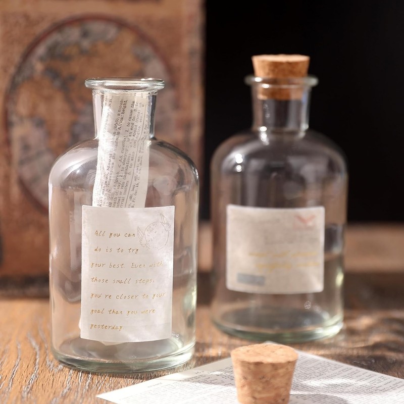 Decorative Glass Bottles with Cork Spers (8.5 fl oz. Round gallery