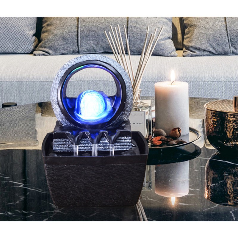 Waterfall Fountain Decor with LED Light Ball Indoor Feng Shui Water Fountains🔥